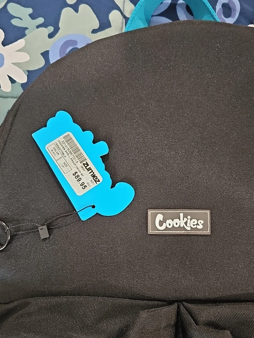 Cookies Smell Proof Black Backpack with Blue Accents